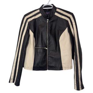 Colori black/white biker leather jacket size M